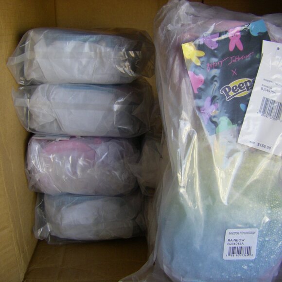 Betsey Johnson Kitsch Peeps Rainbow Rhinestone Bunny Rabbit Easter Crossbody Bag - Picture 14 of 16